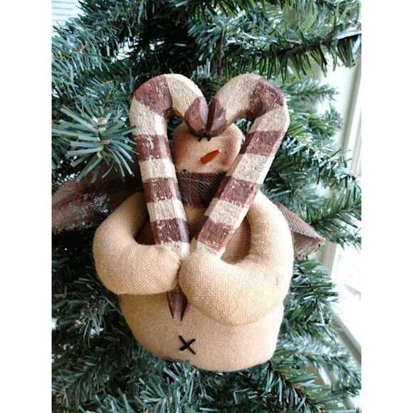Vintage Honey and Me Candy Cane Snowman Ornament - Picture 1 of 5